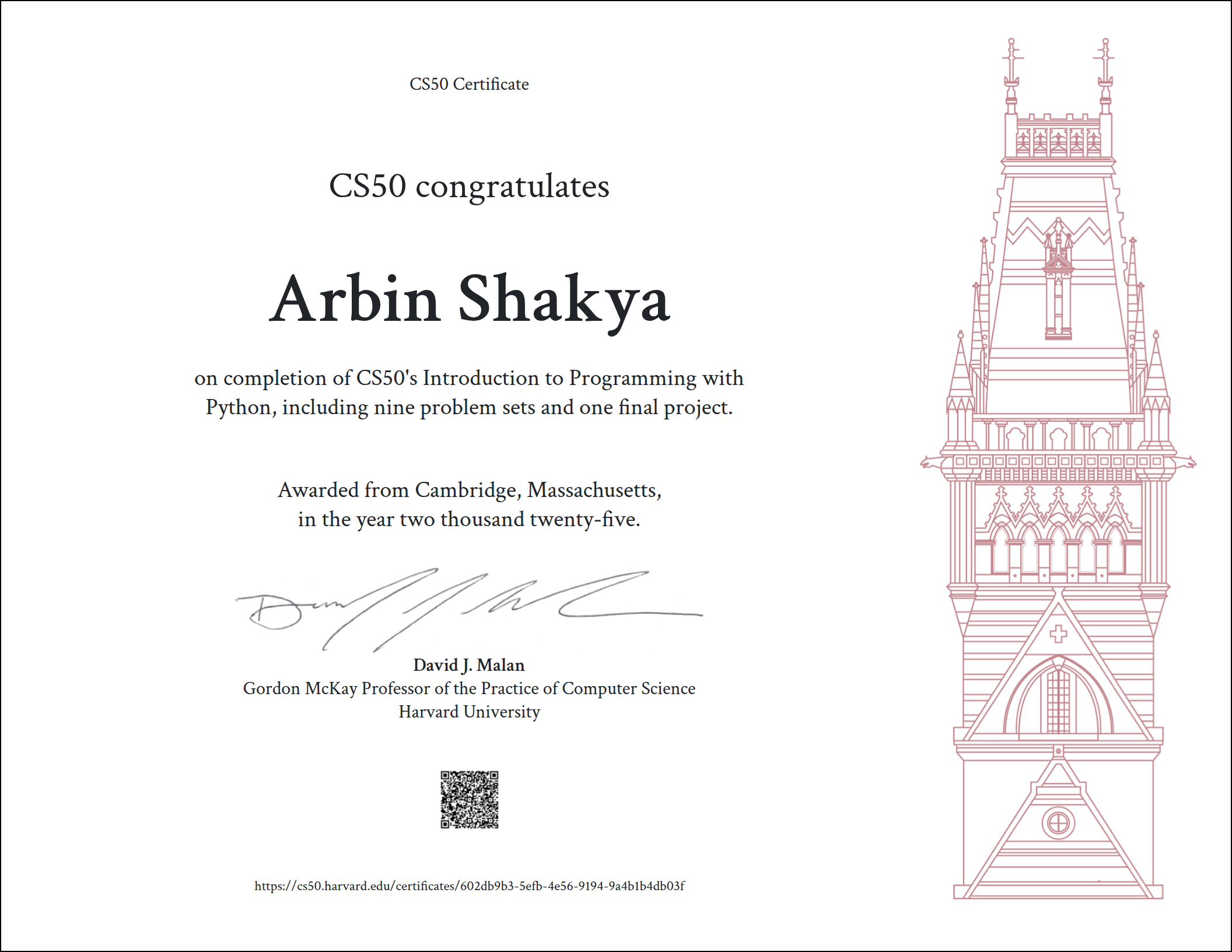 CS50 Certificate